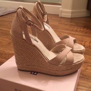 BCBGENERATION gorgeous suede wedge espadrilles.